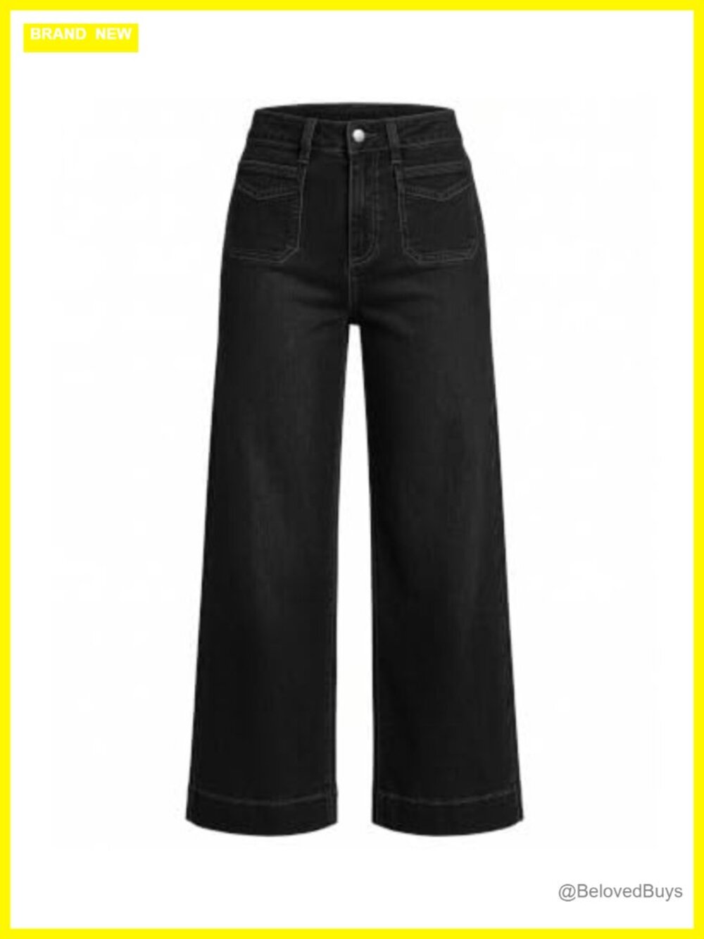 Wide Leg Cropped Jeans High Waisted Stretch Denim Trouser Pants